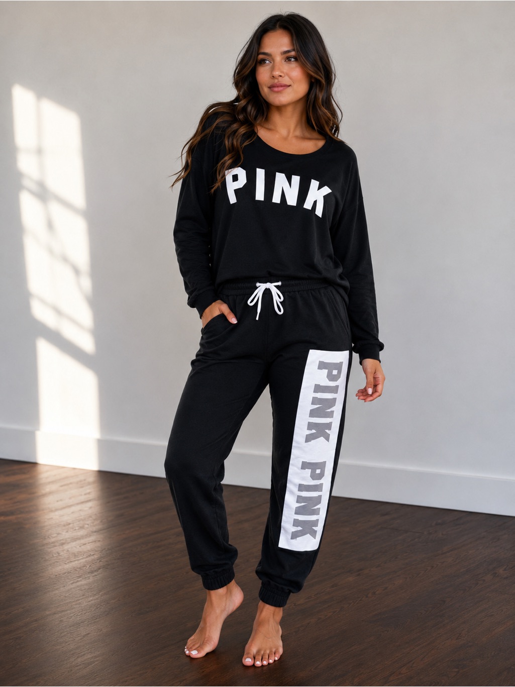 Vs Pink Black Logo Lounge Set